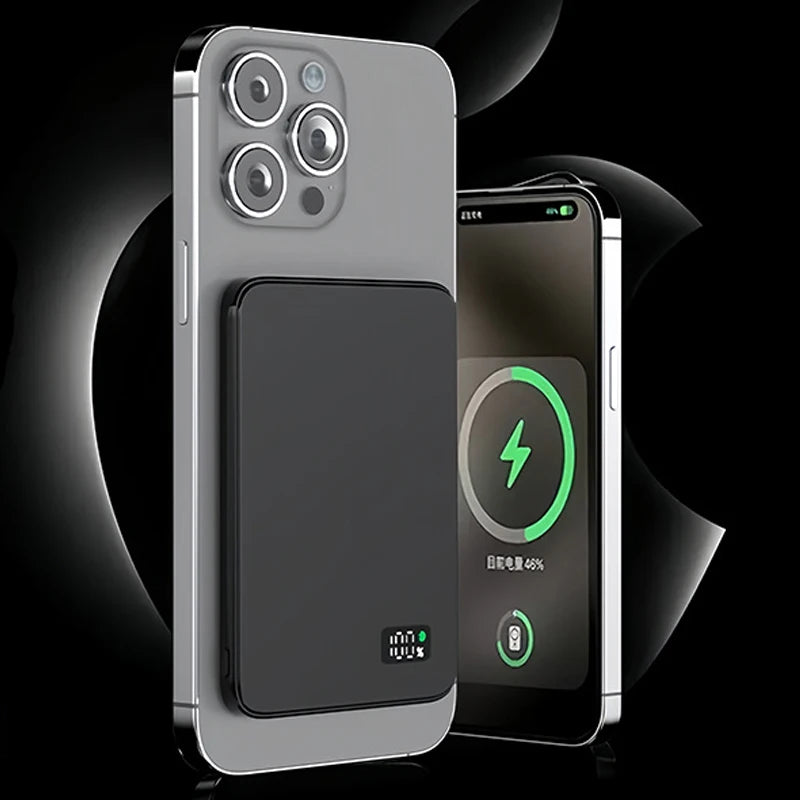 Ultra Thin Power Bank for MagSafe,Magnetic Wireless Fast Charging LED Display Portable Battery For iPhone Samsung Phone Airpods