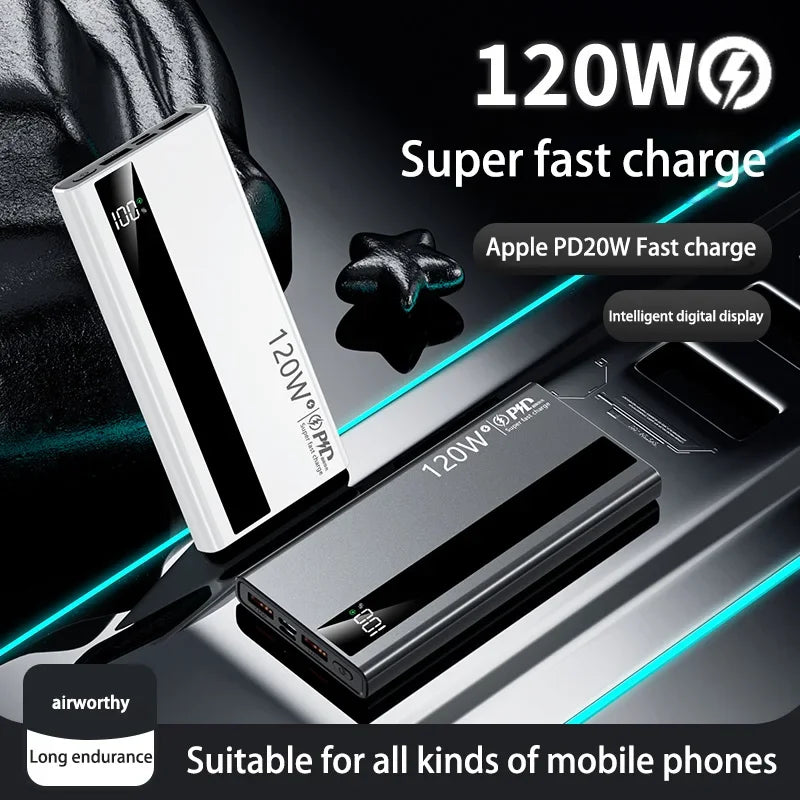 Xiaomi 500000mAh High Capacity PowerBank 120W Super Fast Charging Portable External Battery Powerbank for iphone Huawei