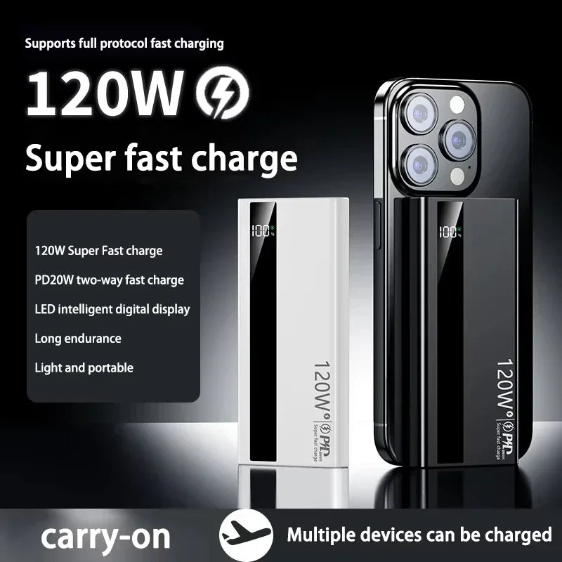 Xiaomi 500000mAh High Capacity PowerBank 120W Super Fast Charging Portable External Battery Powerbank for iphone Huawei